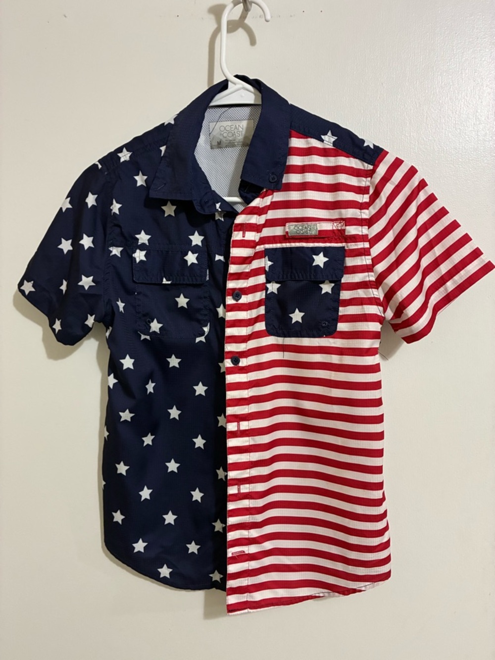 Ocean & Coast Kids' Patriotic Button-Down Shirt - Red, White & Blue flag